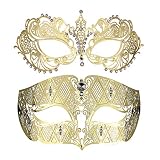Coddsmz Couple's Venetian Masquerade Mask Set Luxury Style Princess Party Mask for Couples Women and Men Mardi Gras Masks