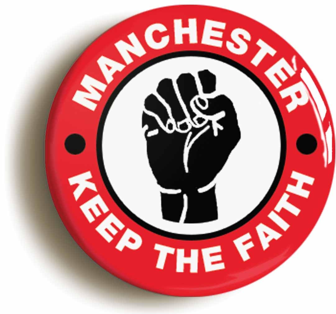 Manchester Red Keep The Faith Northern Soul Fridge Magnet (Circular 2inch / 50mm Diameter)