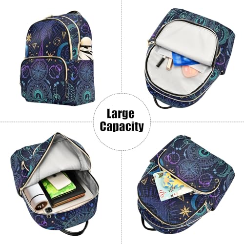 Image of ALAZA Moon Star Witchy Blue & Purple Mini Backpack Purse for Women Travel Bag Fashion Daypack Back Pack Shoulder Bag