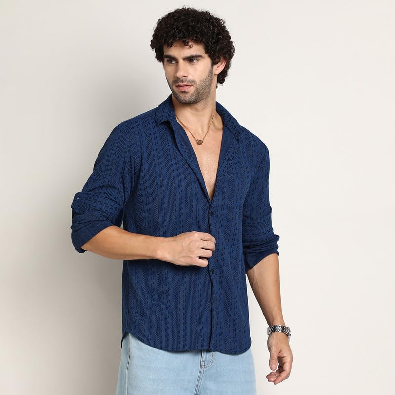 Image of CAHOOT Men's Shirt for Casual Wear | Mid-Rise | Regular Fit | Button Closure | Shirt Crafted with Comfort Fit for Everyday Wear
