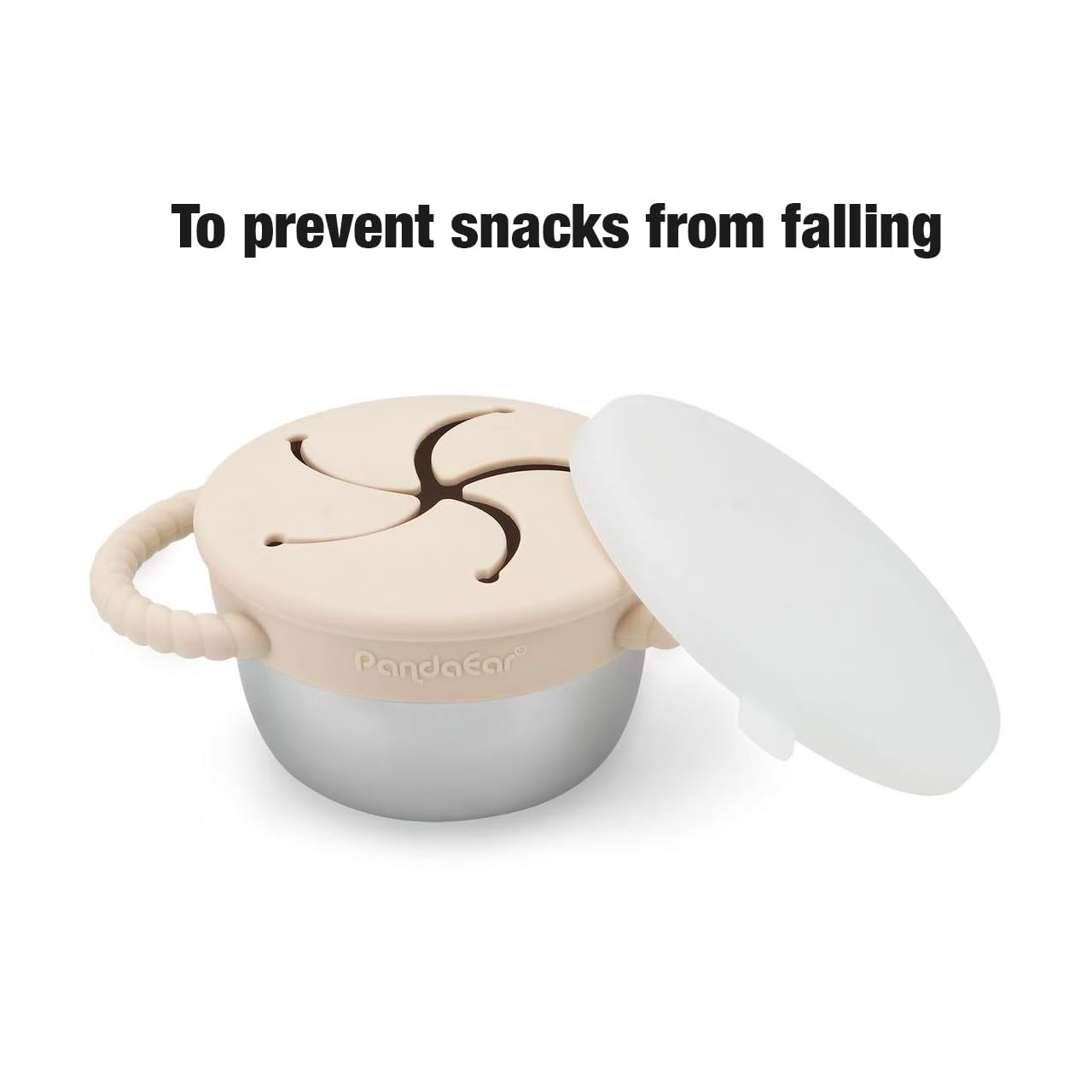 PandaEar Lot De 2 Gobelets À Snack En Acier Inoxidable Pour Tout-Petits, Boîtes À Snacks Antifuites Avec Récupérateur Alimentaire In Silicone Et Poignées, 266 Ml Gobelet À Collation (Beige Et Sauge)