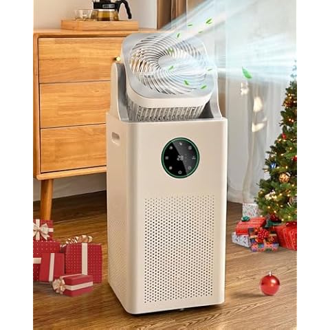 YOKEKON Humidifier and Air Purifier in One,Air Purifier and Humidifier Combo with Oscillating Fan, Evaporative Large Room Humidifier for Bedroom, Sleep Mode, Timer, Baby Adults Office,White, 4L Cover