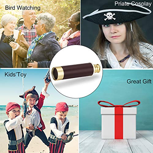 Telescope Brass Spyglass Pirate Monocular, Waterproof Pocket Mini Telescope Monocular, 25X30 Zoomable Collapsible Vintage Monocular For Navigation Voyage View Watching Games Travel Hiking Hunting #TOP5