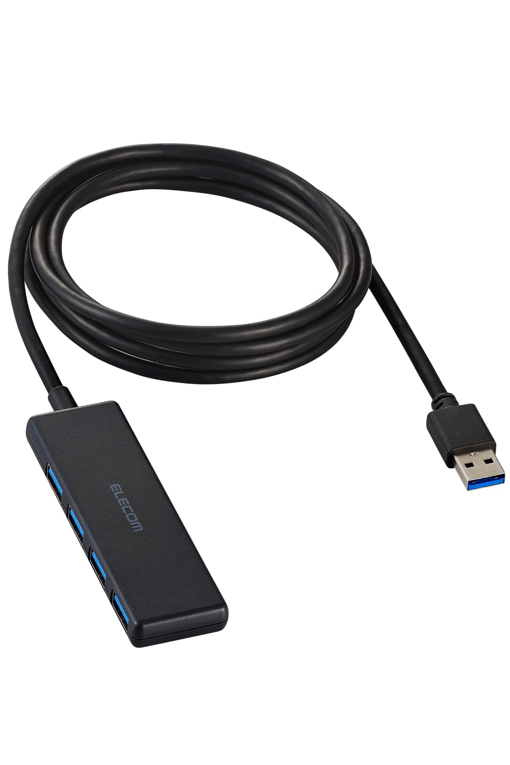 エレコム USBハブ USB-A接続 USB3.2(Gen1) 5Gbps 4ポート バスパワー 150cm ケーブル 小型・軽量設計 ブラック U3H-H044BK/E