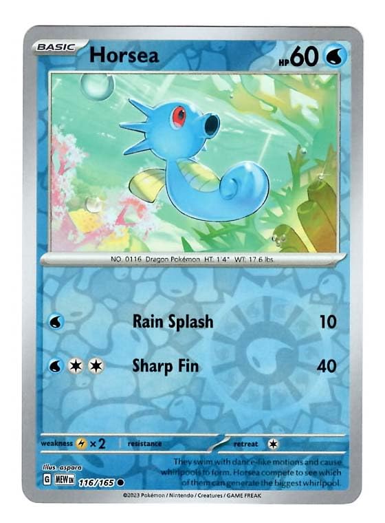 Pokemon - Horsea 116/165 - Pokemon 151 - Reverse Foil
