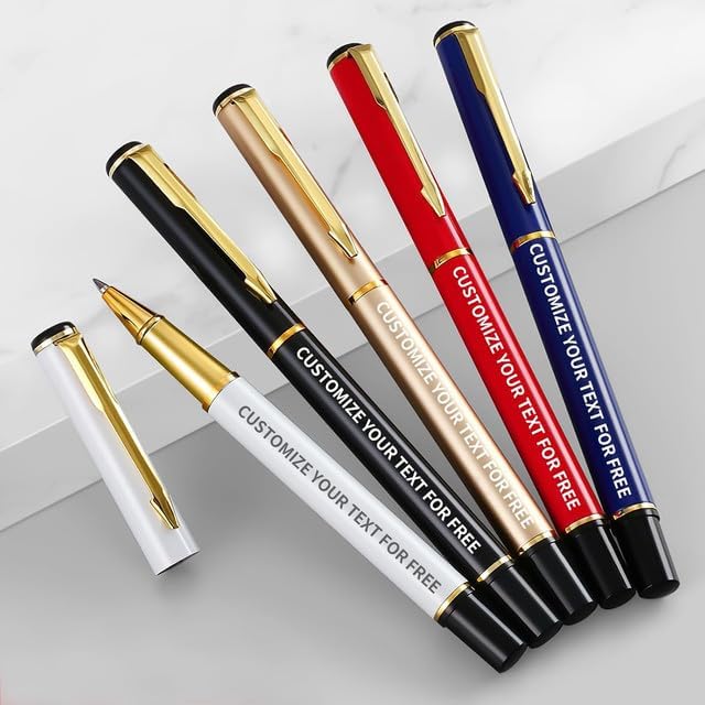 Custom Pens With Name Business Logo Personalized Pens in Bulk Custom Logo/Text Ballpoint Pens Perfect for Office/Students/Teachers/Lawyers – Black (24 Pack)