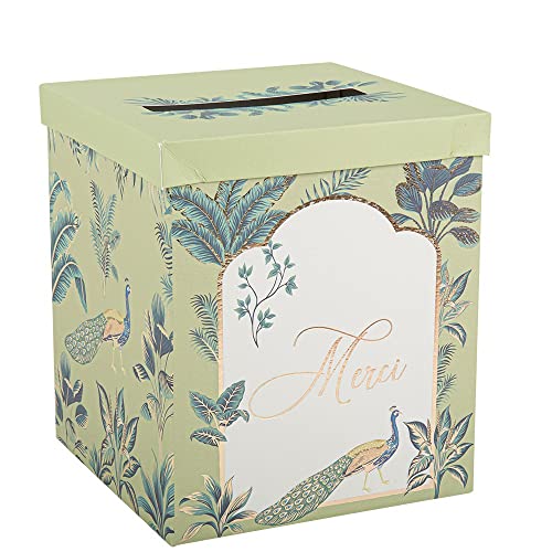 Artifetes URNE Carton Merci Paon Tropical 21X25CM Vert