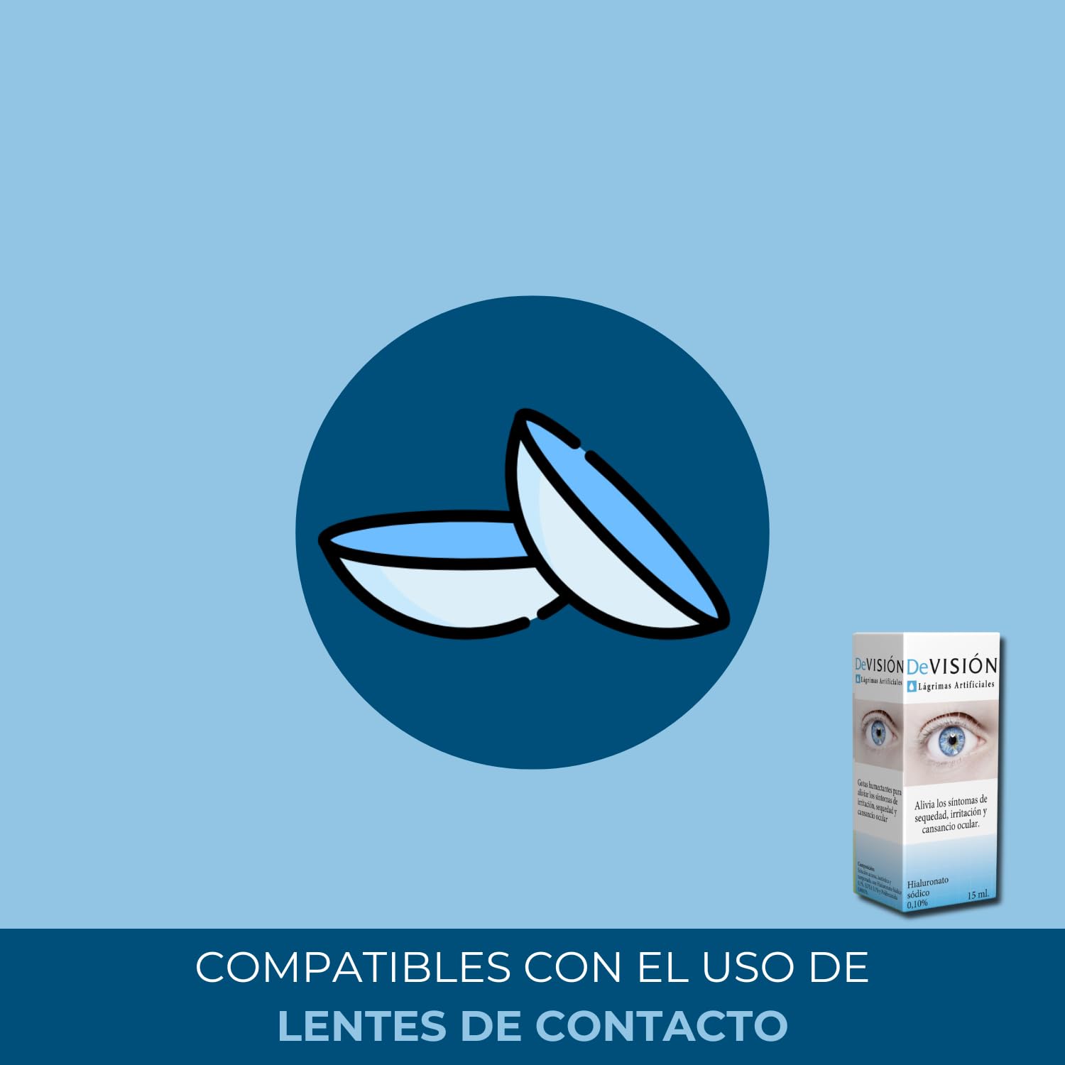 DeVisión Lágrimas Artificiales 15 ml - Pack de 3 Unidades - Gotas Oftálmicas con Hialuronato Sódico 0,10% – Lubricante Ocular para Aliviar la Sequedad, Irritación y Cansancio Ocular – Envase Gotero
