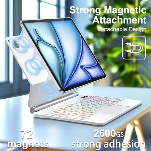 Image of for iPad Air 11 inch Case with Keyboard (M4 /M3 /M2,2026 / 2025 /2024), iPad Pro 11 (4th /3rd /2nd /1st Gen) & Air 5 /4th,Magic-Style Magnetic Case Keyboard with 7-Color Backlight, Multi-Touch Trackpad