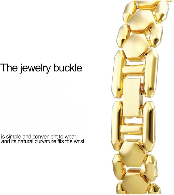ADSBIAOYE Women Gold Bracelet Wrist watchs Minimalist Diamond watchs Stainless Steel Quartz Waterproof Watches