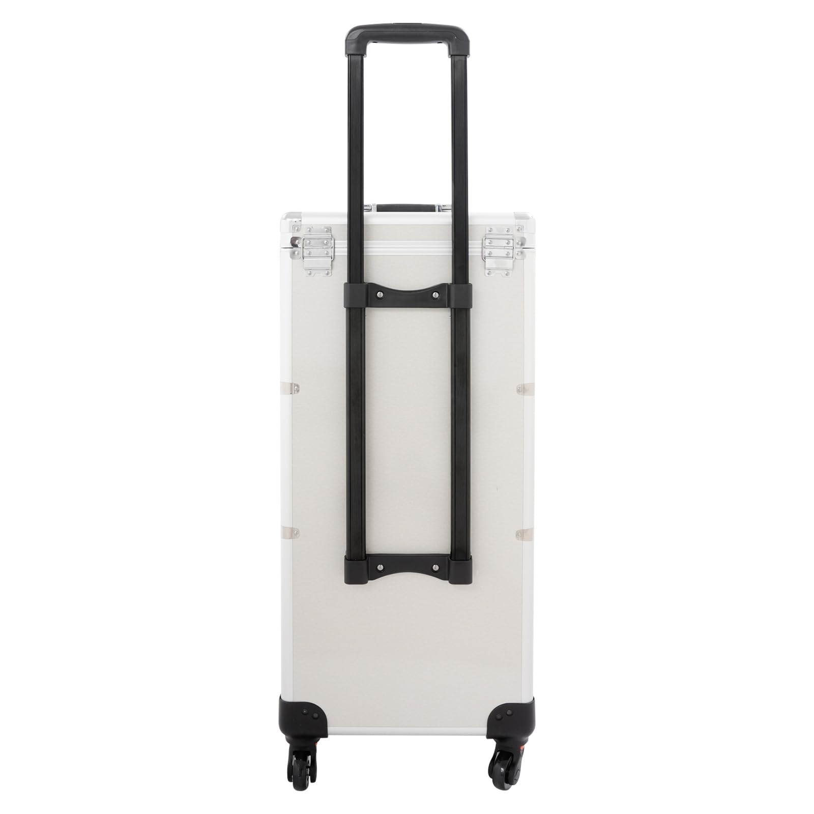 Kosmetikkoffer Kosmetik Trolley 3-in-1 Make up Koffer Schminkkoffer mit 360° drehbare Rollen, Alu Beauty Case Nagelkoffer Multikoffer, 34x27x107cm, Silber