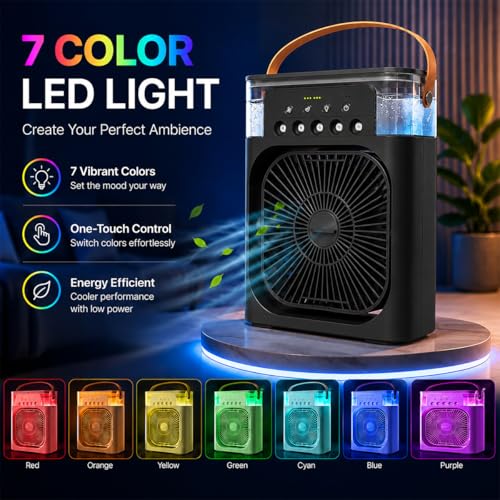 Image of Mini Cooler Fan for Room, Kitchen, Home & Office Desk | USB Cable, 3 Wind Speed Mode with Cooling Misting Fan (Black)