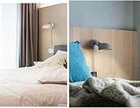 Vista 5 de Lámpara de pared industrial de hierro retro ajustable de 180 con interruptor de cable, aplique de pared LED con cableado para granja, sala de estar