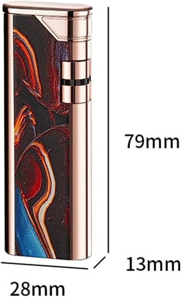 超薄型ポータブル金属誘導トーチライター - 調節可能な柔らかい炎、詰め替え可能なブタンガス、キャンドル、キャンプなどに最適(#14)