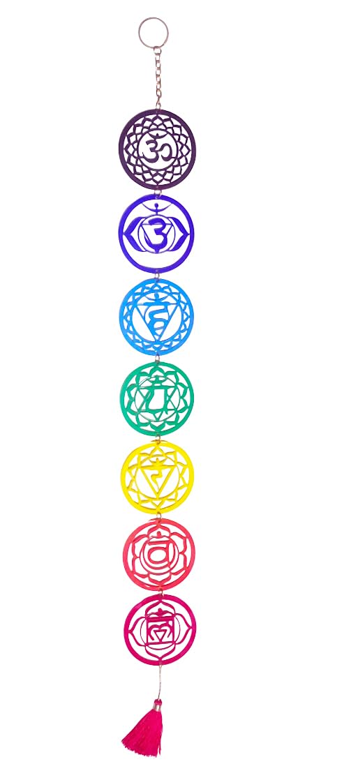 Footprint 7 Chakra Acrylic Yoga Meditation Wall Hanging Multicolor with Tassel - Spiritual Energy, Good Luck | Wall Hanging for Home| Office | Car |Door/Office | Meditation Spaces|-image-20