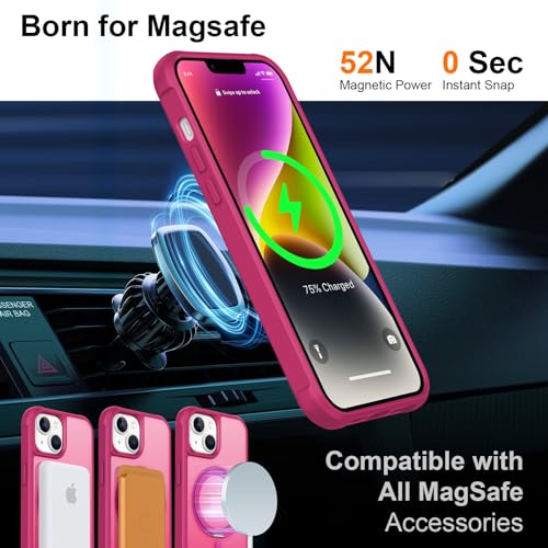Support à boucle invisible coque iPhone 14 Plus rose rouge ultra fine rigide