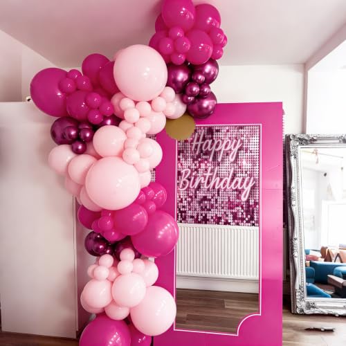 Image of Lukiituke Pink Balloon Arch Kit,134pcs Hot Pink Party Balloons, 4 Size Light Pink Balloons for Baby Shower, Birthday, Wedding Decorations