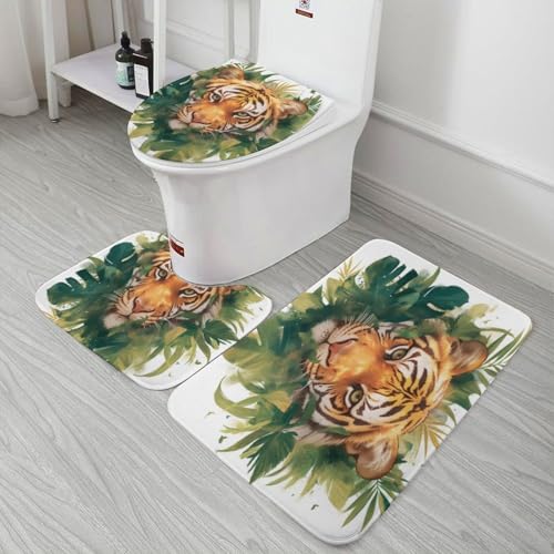 Alfombras de baño Tiger: juego de 3 piezas suaves de microfibra 7