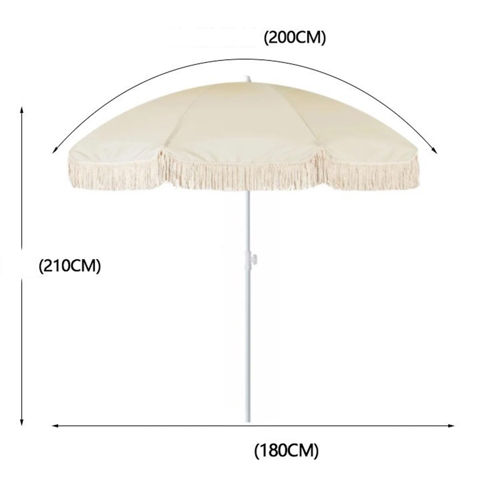 Ombrellone da esterno per patio, con nappe, palo in legno e borsa per il trasporto, ideale per il giardino, il prato e il tavolo da biliardo.