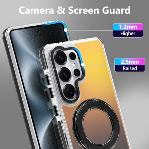 Image of Magnetic for Samsung Galaxy S26 Ultra Case with Stand [Compatible with Magsafe] [Cute Fluorescent Design] [1 Screen Protector] Slim Translucent Matte Case for Galaxy S26 Ultra 6.9 inch, Black