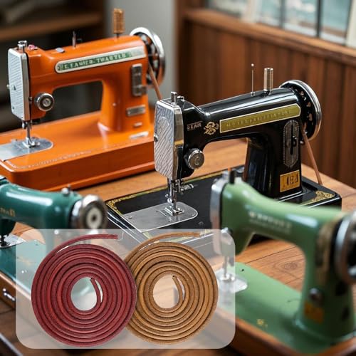 BADAO 2pcs Sewing Machine Belts,Sewing-Machine Belts Replacement with Old Sewing Machine Parts Accessories Clean Set,Treadle-Sewing Machines Belt with Hook - Thumbnail 7