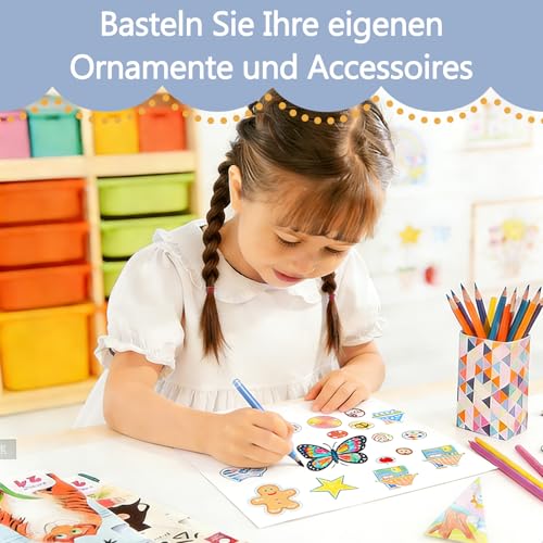 Vauki 26 Blatt Schrumpffolie zum Bemalen - A4 Schrumpfpapier, Schrumpffolie Bedruckbar, Schrumpffolien Durchscheinend für Kinder Studenten DIY Handwerk, Kunst Dekorative