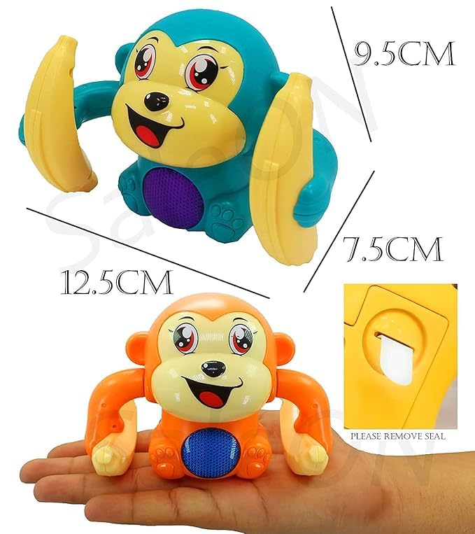 Image of Battery Operated Voice Control Monkey Toy with Musical, Dancing, Spinning,Rolling and Sensor Feature for Gifts /Kids /Babies /Boys /Girls|Blue Color, Power Source:3xAAA Battery(Not Included)