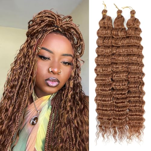 MLETULIPS Ocean Wave Crochet Hair Extensions Deep Wave Braiding Crochet Hair Soft Synthetic Curly Braiding Crochet Hair for Black Women (30#
