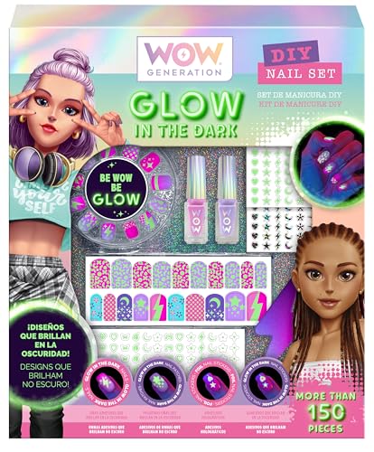 WOW GENERATION - Set de Manicura Infantil para Niña con Uñas Perfumadas y Pegatinas que Brillan en la Oscuridad, Juego Creativo y Regalo Original