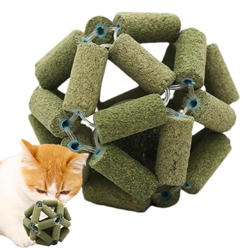 Pelotas de hierba gatera para gatos, diversión natural, bolas de masticar de hierba gatera, seguras, juguetes para limpiar los dientes, juguete interactivo para gatos de hierba gatera, portátil