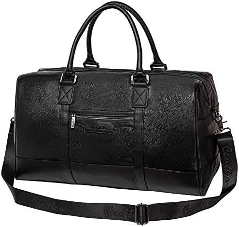 CANTLOR Leather Large Travel Duffle Bag, Black Weekender Overnight Bag Waterproof Leather Tote Bag Travel Bag 1 CANTLOR Leather Large Travel Duffle Bag, Black Weekender Overnight Bag Waterproof Leather Tote Bag Travel Bag