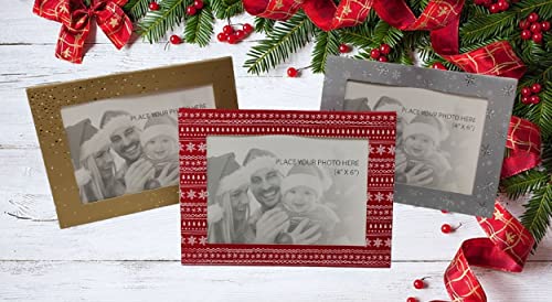 Set of 18 photo christmas cards - personalise your own christmas cards with a 6 x 4 Inch photo - red gold and silver christmas greetings cards - personalised christmas cards - cards with frame.