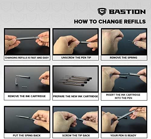 BASTION Pen Refill Ballpoint Blue | Replacement for All Bastion Bolt Action Pens | Standard or Gel Pen Ink Refills Cartridge (Blue Gel)