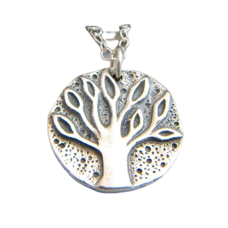 Collar de árbol de la vida de plata de ley 925, colgante bohemio oxidado y joyería natural