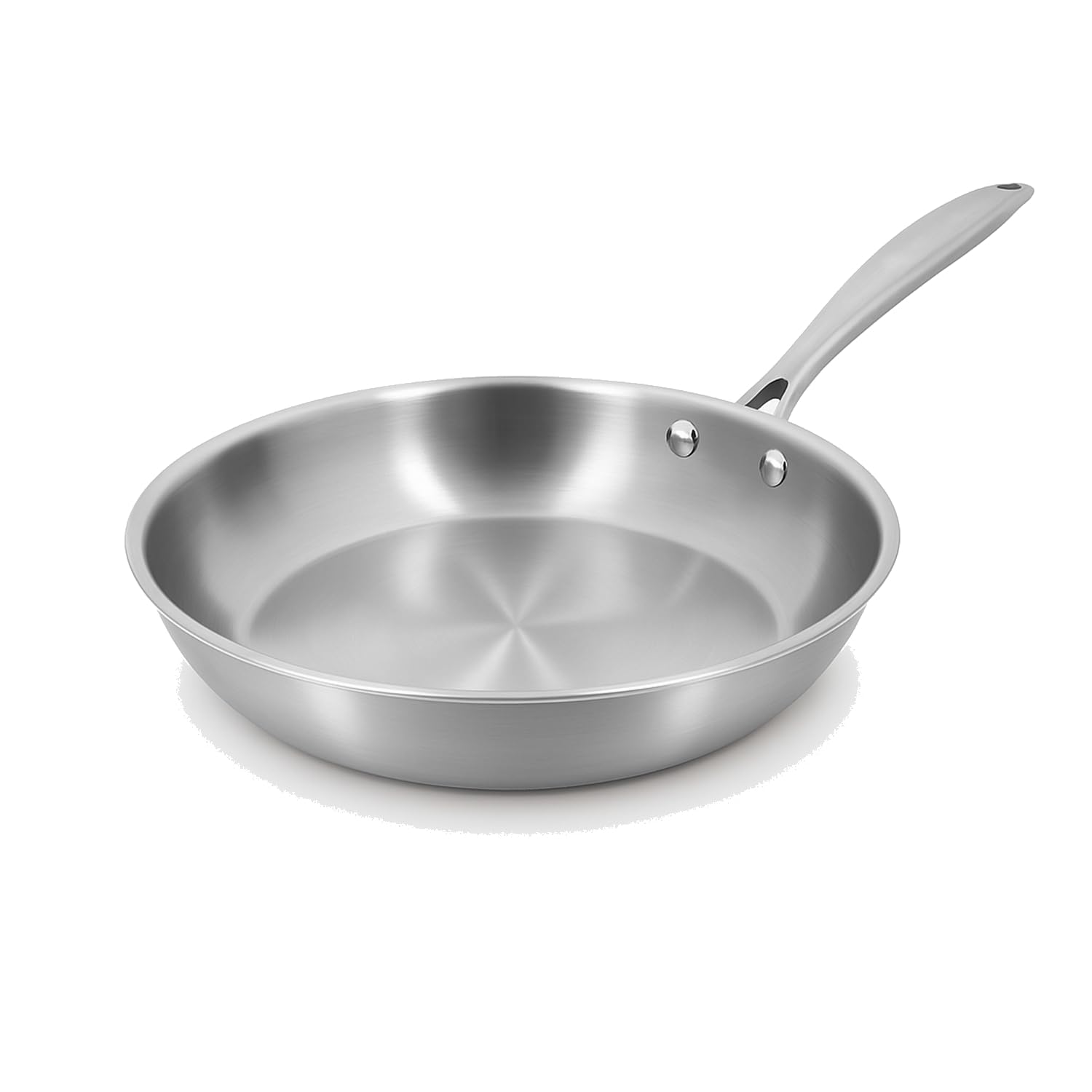 MENASTYL - Poêle inox 18/​10 Triply 24cm tous feux dont induction fabriquée en France - sans PFAS ni substances nocives - Compatible lave-​vaisselle - Poignée rivetée - 6020486