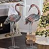 Chisheen crane garden statues outdoor yard decorations metal heron yard art bird sculpture decor for outside lawn patio large size for women momset of 2  urban country home decor