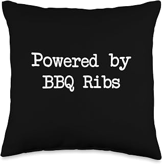 Powered by BBQ Ribs Funny Ribs BBQ Minimalist Typewriting Throw Pillow