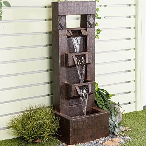 SERBILHOME 40.94”Outdoor Fountains and Indoor Waterfalls 4 Floor-Standing Water Fountain Outdoor with LED Lights Fountain Outdoor Garden for Office,House, Patio , Backyard, and Home Art Decor