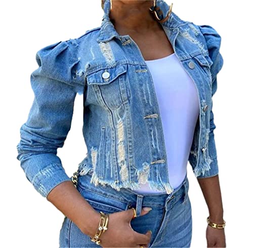 Manteau décontracté à paillettes veste en jean streetwear femme XL boutons