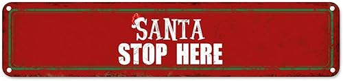 Vista 32 de Santa's Workshop North Pole Street Letreros personalizados de metal para exteriores, letrero de metal de bienvenida para Navidad, decoración