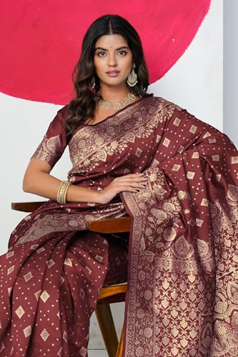 Image of MIRCHI FASHION Women Saree | Banarasi Silk Woven Design Daily Regular Use Sari with Blouse