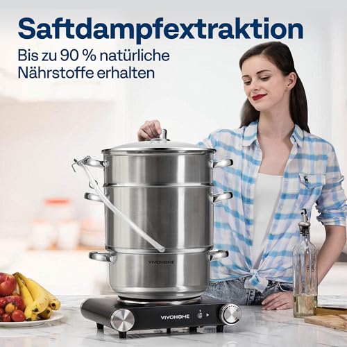 VIVOHOME Dampfentsafter aus Edelstahl 8L mit Glasdeckel für Obst und Gemüse – Ansicht 3