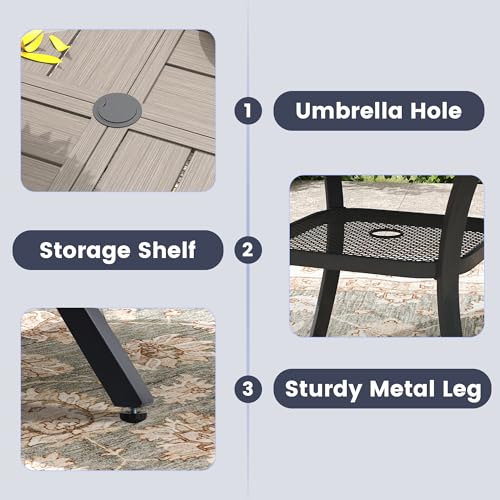 Image of VICLLAX 40.6 inch Round Outdoor Table, Patio Dining Table for 4 with Umbrella Hole for Garden Lawn Deck Backyard, Antique Grey