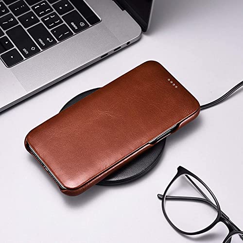 Étui en cuir véritable iPhone 12 / 12 Pro protection chic rouge