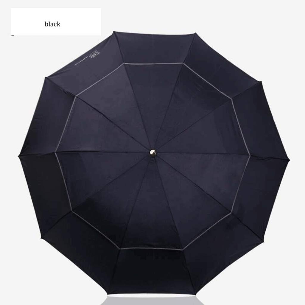 QWZ Travel Umbrella Women's Umbrella Double Layer Golf Umbrellas Rain Women Folding Umbrella For Men Corporation Folding Umbrella Windproof Compact Umbrella (Color : Black)