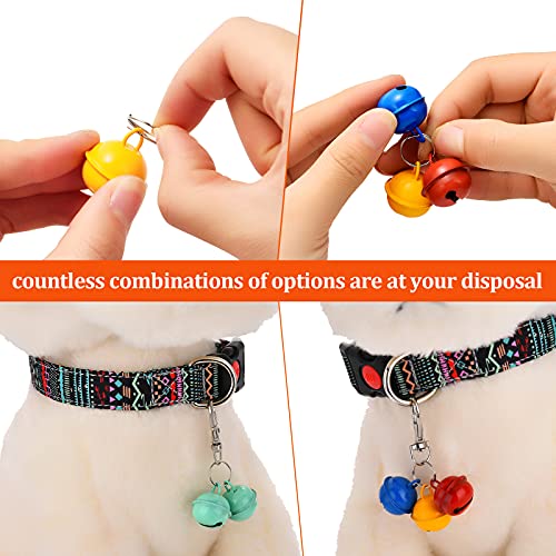 32 Pieces Cat Dog Collar Bells Colorful Pet Bell Dog Collar Charm Bells With 16 Round Key Rings 4 Buckles Pet Necklace Pendant Accessories For Puppy Kitten Potty Training #TOP2