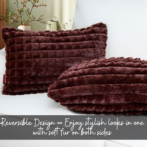 Image of HOMADORN Luxury Plush Fur Reversible Cushion Cover Ultra Soft & Cozy (Pack of 2)
