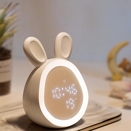 Miniatura 5 de Reloj despertador para niños, reloj digital con luz nocturna LED con 6 tonos de llamada, control táctil y termómetro digital, reloj despertador de