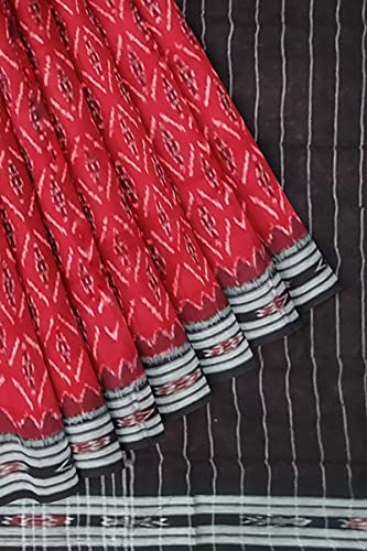 Image of Odisha Sambalpuri Handloom Ikat Women's Cotton Saree, Odisha Handloom Handmade Pure Cotton Khandua Saree, Ikkat Orissa Traditional Handloom Saree Without Blouse