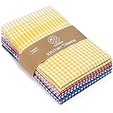 DISEÑO VINTAGE & COLORES VARIADOS - Diseño retro con un estilo atemporal - Estos paños coloridos a cuadros complementarán el look de tu cocina con estilo | Con unos colores para todos los gustos, ¡es EL toque perfecto para todas las cocinas! Este set incluye 1 trapo Rojo, 1 Azul, 1 Verde, 1 Naranja y uno Amarillo